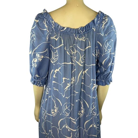 Vintage Hilo Hattie dress made in Hawaii blue & white Floral Cotton size medium - Picture 8 of 13